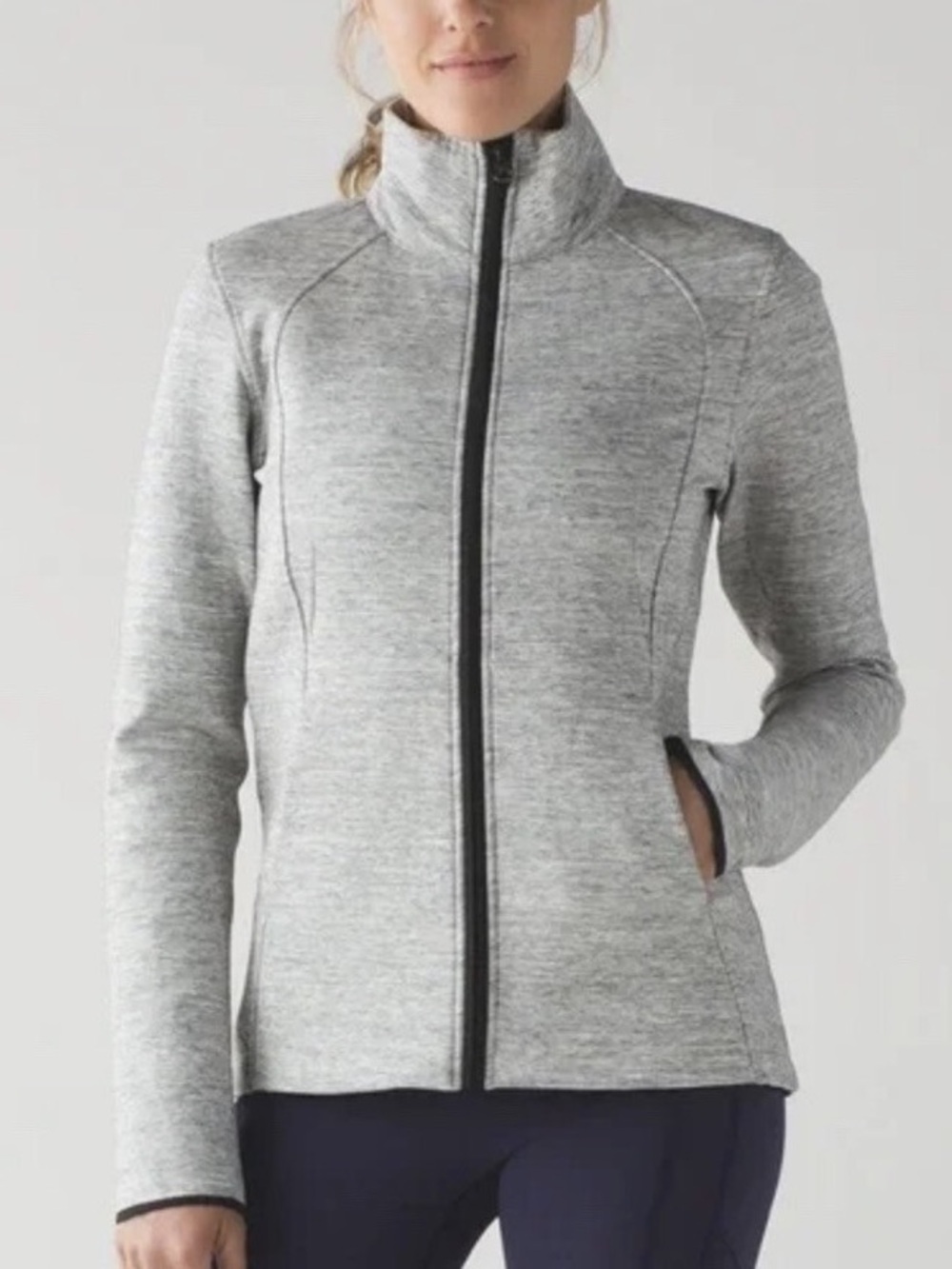 Lululemon Going Places Heather Gray Jacket w Black Zipper and logo size four (4)